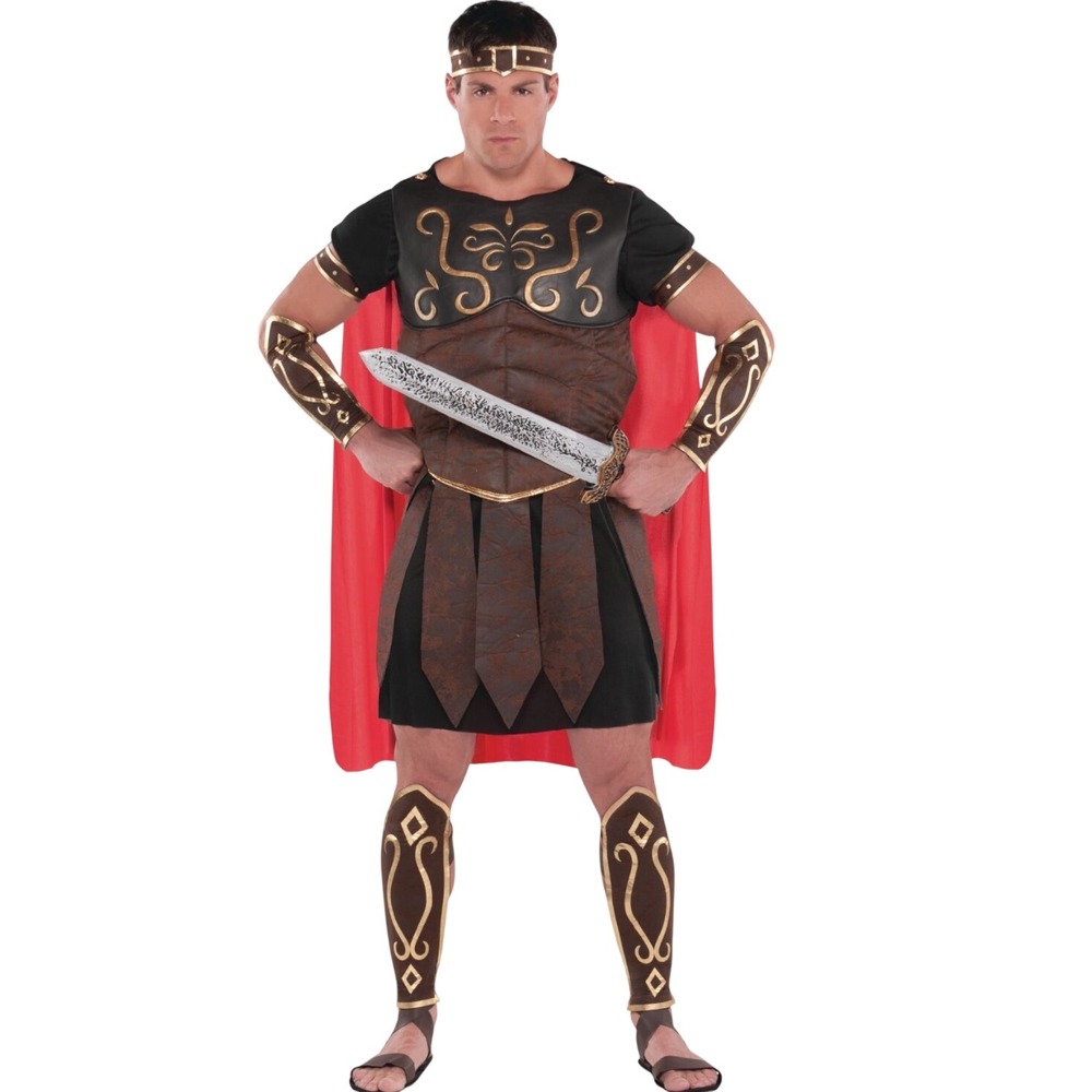Centurion Roman Soldier Halloween Costume Adult Mens Black Gold Warrior RenFaire